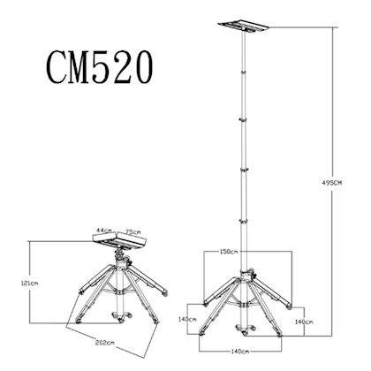 KSF CM520 montagelift incl. zwenkwielen, hefvermogen: 140kg/3m, 130kg/4m en 90kg/4,9m